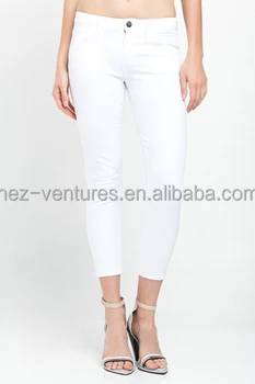 Women Slim Fit Jeans/ Ladies Genetic Denim White Cropped Jeans ...