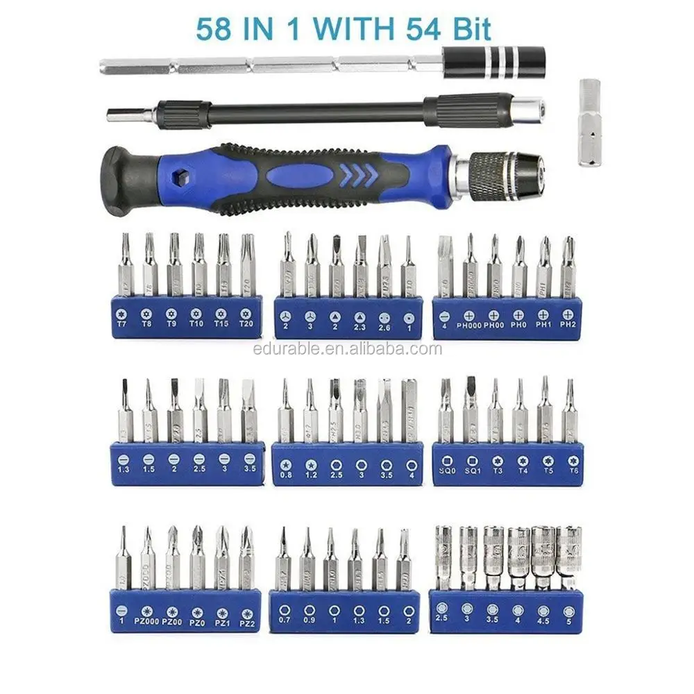 58 In 1 Multi Magnetic Screwdriver Set 54 Screw Driver Bits For Mobile ...