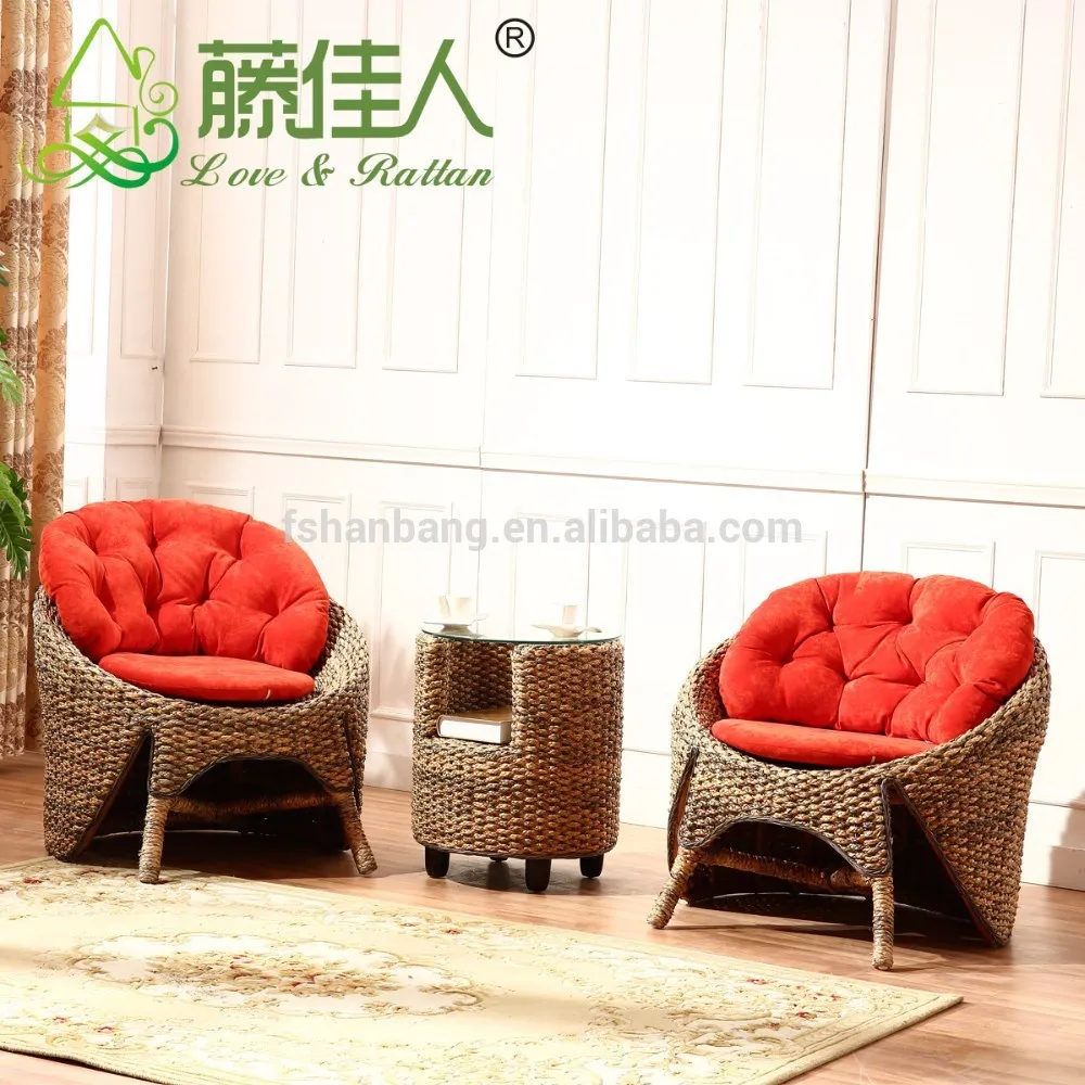 2 Seater Newest Round Coffe Table And Rattan Chair Furniture Set