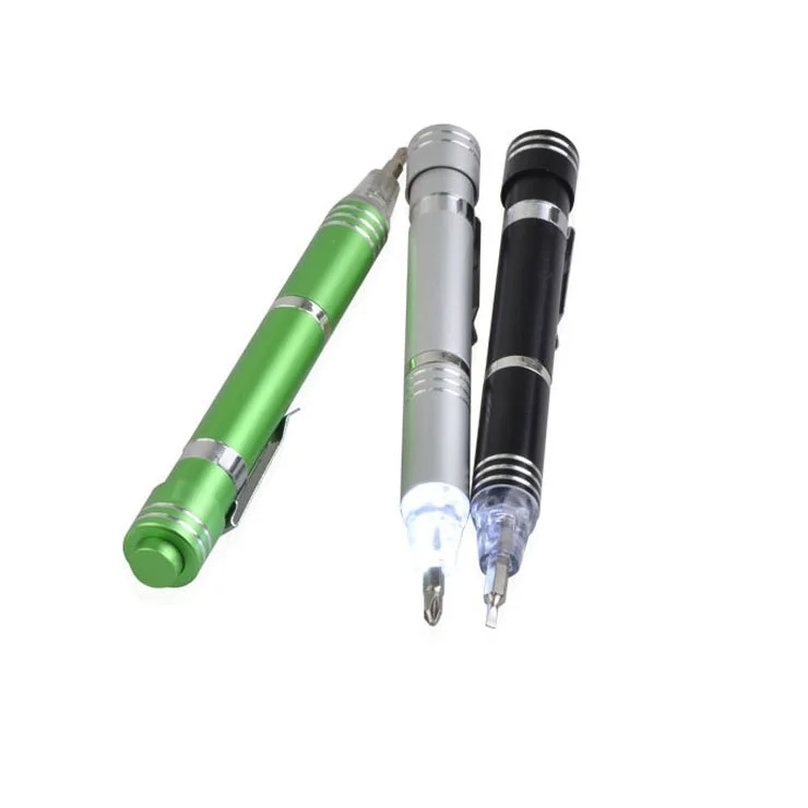 6 In 1 Promotional Multi Mini Plastic Pen Led Keychain Electric Screwdriver With Flashlight