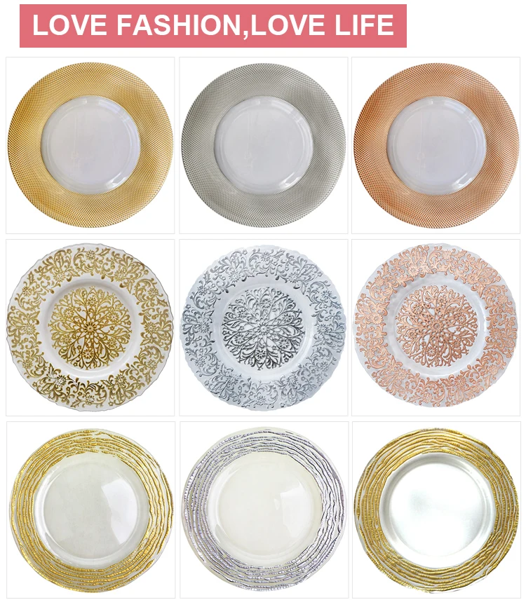 Wholesale Rose Gold Clear Glass Charger Plates Buy Glass Charger