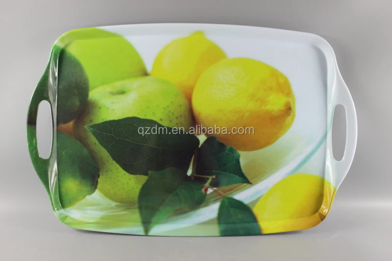 19inch melamine serving tray with handle fruit print