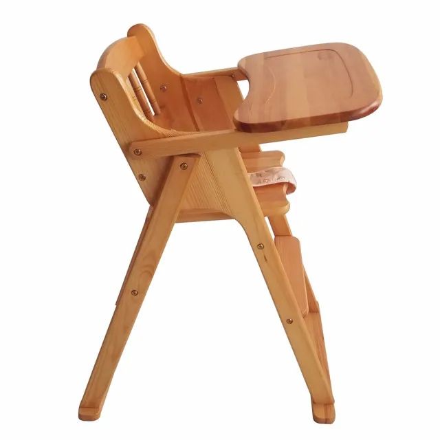 Foodgrade Kids Feeding Wooden Foldable Baby Chair With Sturdy Wheels
