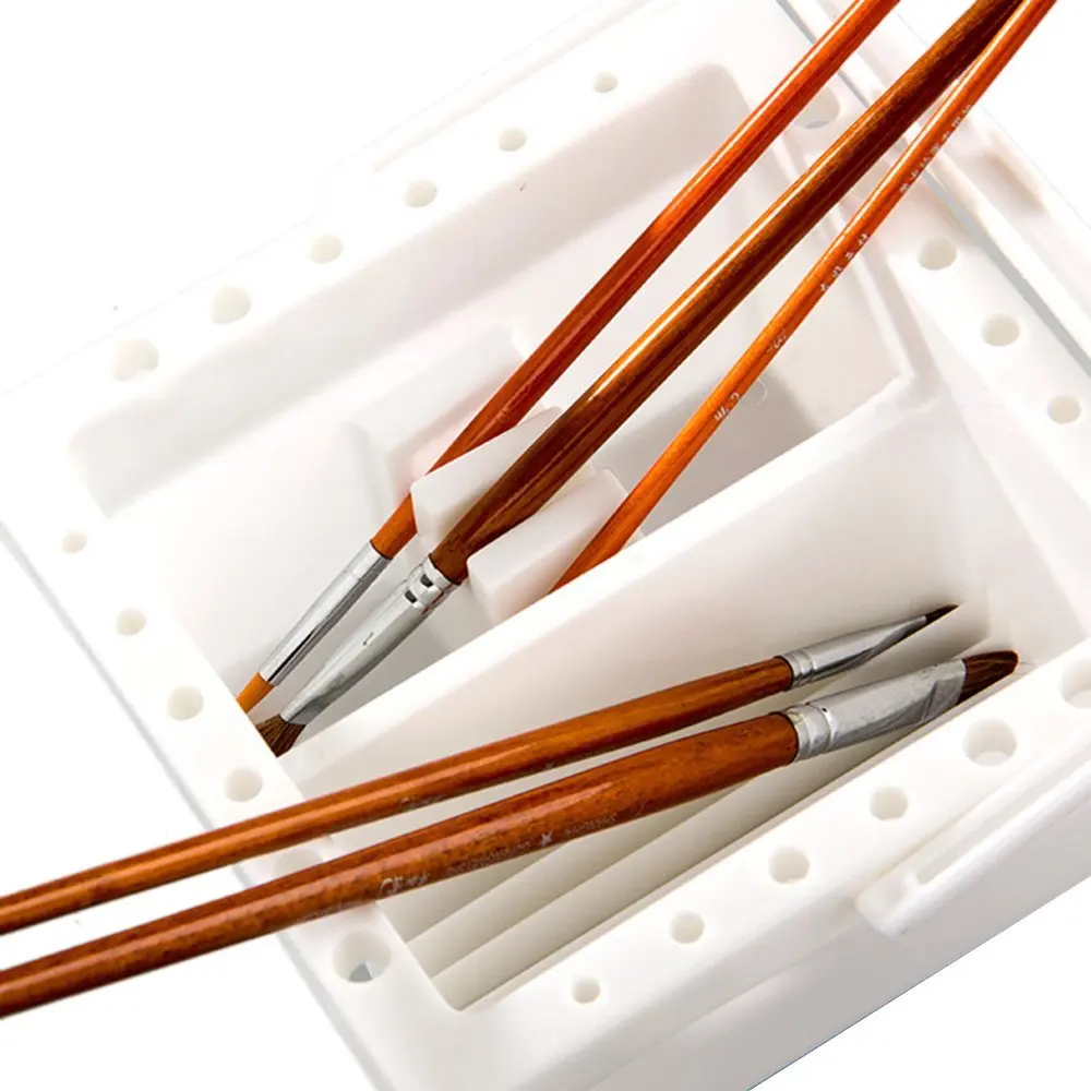 Online Hot Selling White Square Paint Brush Tub With Brush Holder Buy