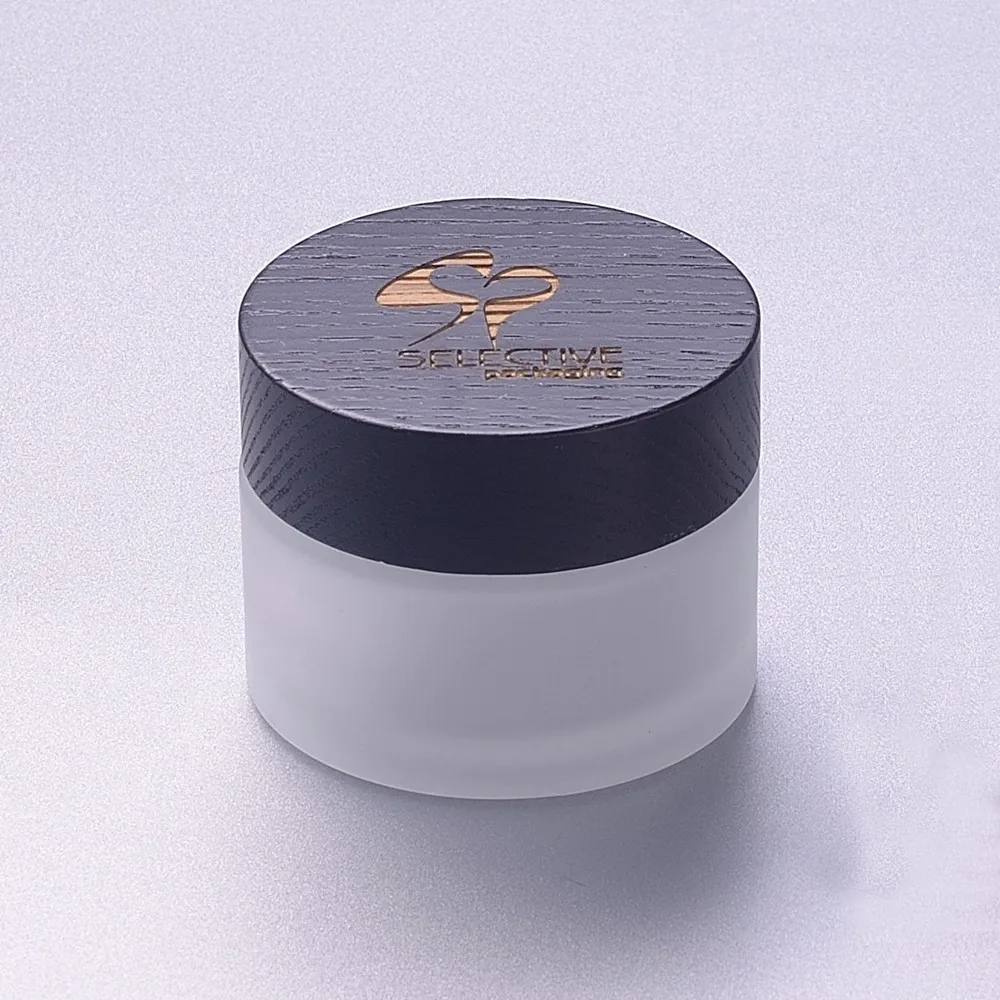 Syawgj50w Luxury Frosted Black Cream Glass Jar With Wood Lids Buy
