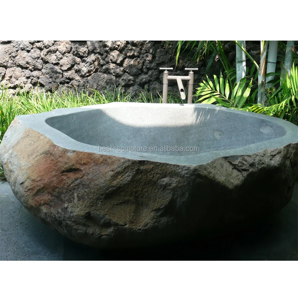 Outdoor Garden Oval Granite Stone Bathtub Zen Patio Boulder Tub