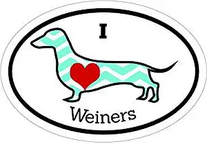 Dachshund Decal - I Love Wieners Dachshund Vinyl Sticker - Dachshund Bumper Sticker - Wiener Dog Decal - Perfect Dachshund Dog Owner Gift, Made in the USA
