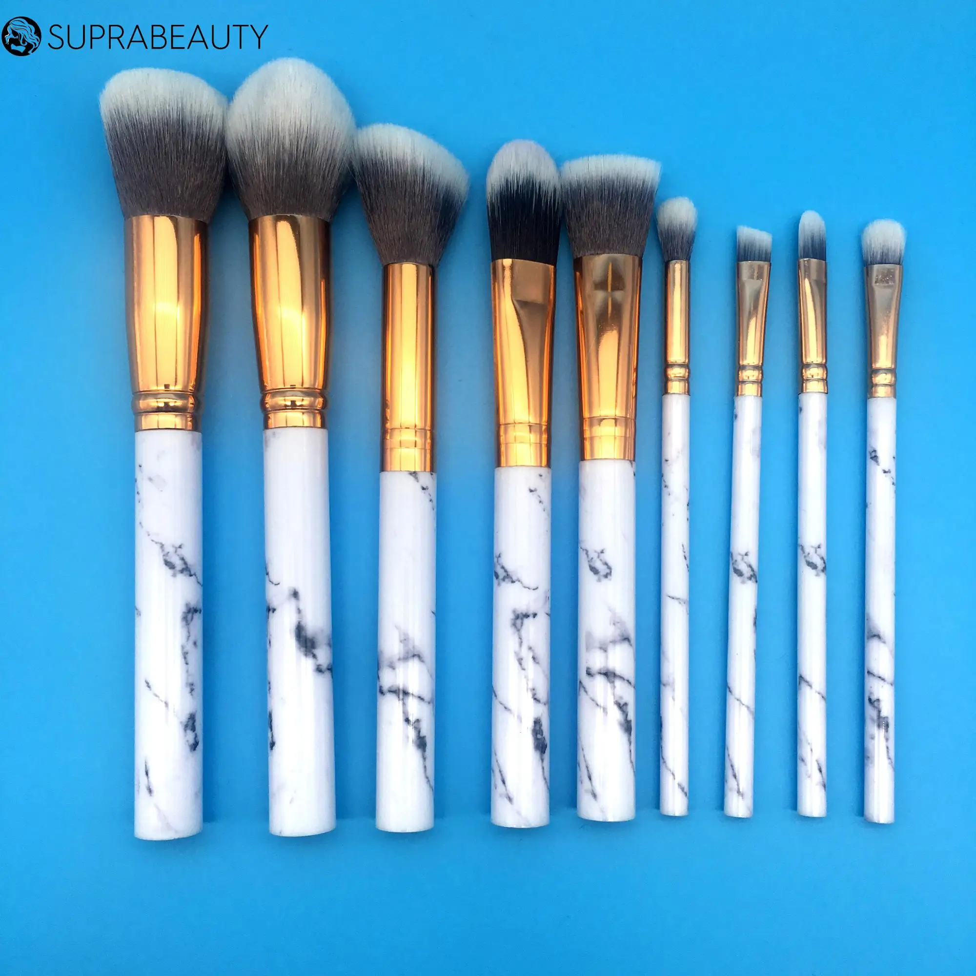 Makeup Kabuki Powder Face Holder Air Make Up Black Marble Cosmetic Brush Set