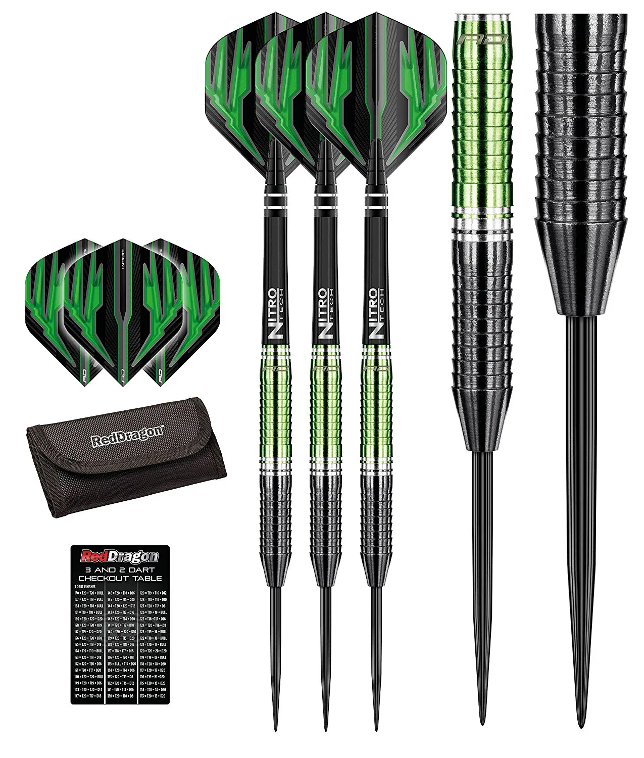 Red Dragon Razor Edge ZX-2 - 85% Tungsten Steel Darts with Flights, Shafts, Wallet & Red Dragon Checkout Card