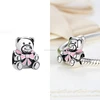Cute lovely animal beads accessories jewelry design from wholesale factory little bear silver bracelet beads