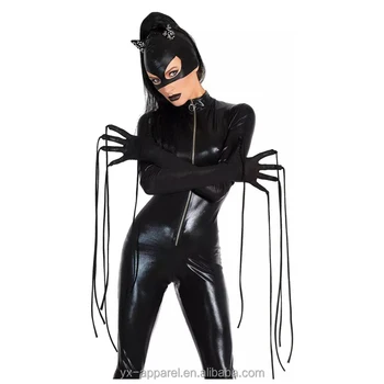 Sexy Leather Catsuit Bondage Catwoman Costume Lingerie - Buy Leather ...
