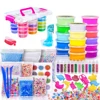 DIY Slime Kit Supplies - Clear Crystal Slime Making Kit for Girls Slime Foam Beads Glitter Fruit Slice Fishbowl Beads Included