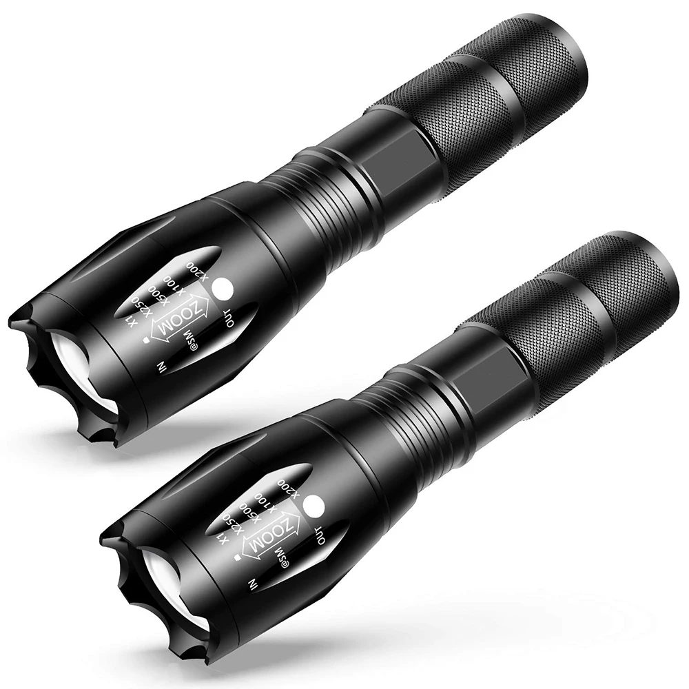 2x 30000Lumens Military 3Modes USB Rechargeable Zoomable 18650 Flashlight Cable 