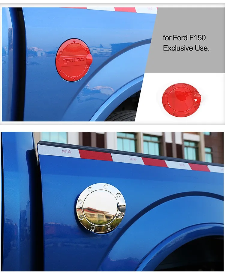 Exquisite Tank Cover Fuel Filler Door Gas Tank Cap Cover Accessories for 2009-2014 Ford F150 ABS Chrome 1 pc Universal