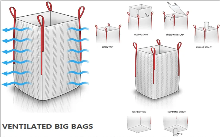 China High Quality ventilated pp jumbo bag breathable  firewood bulk bag fibc big bag