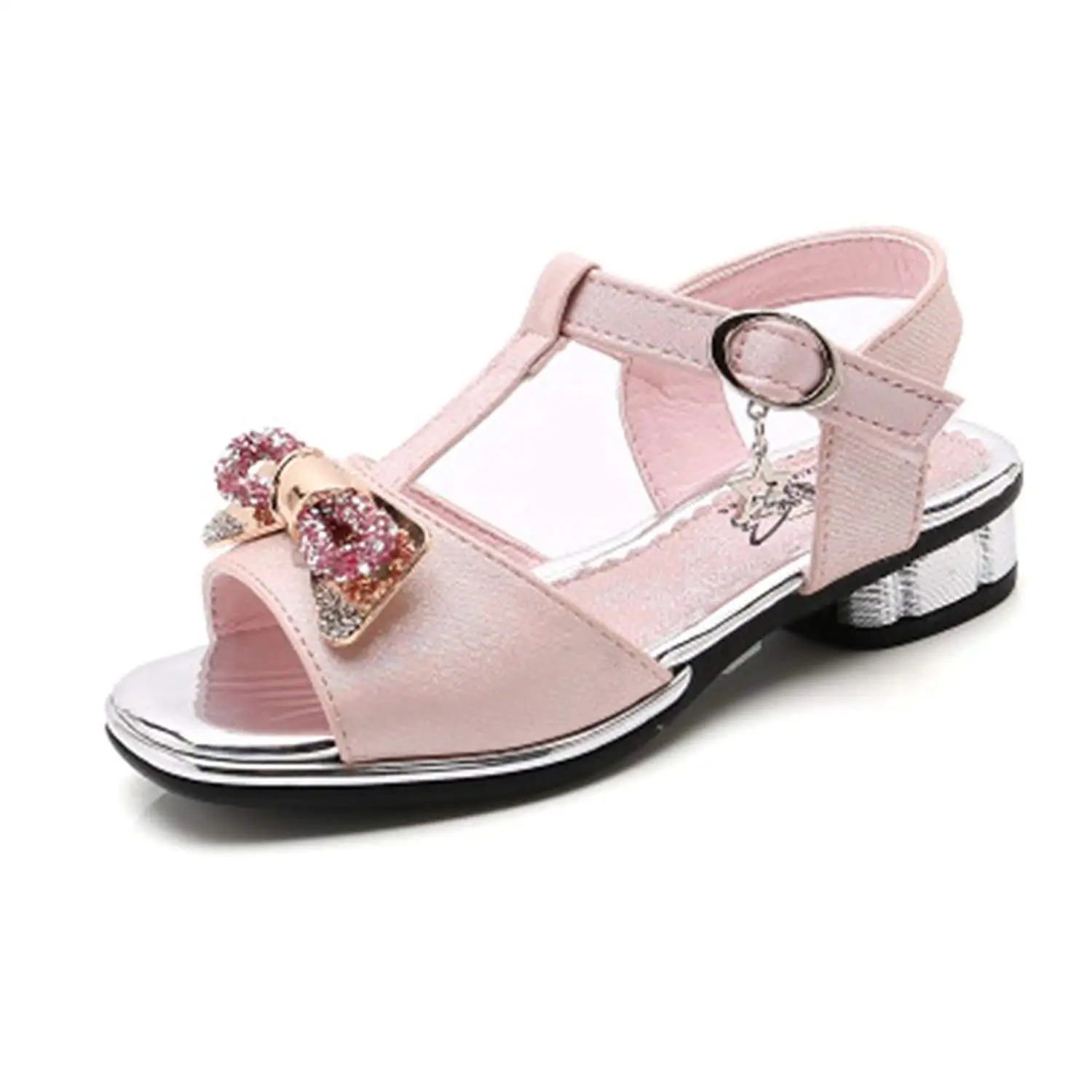 coollight Girls Sandal Summer Dress-up Shoes Peep Toes Bow-Knot Princess Shoes