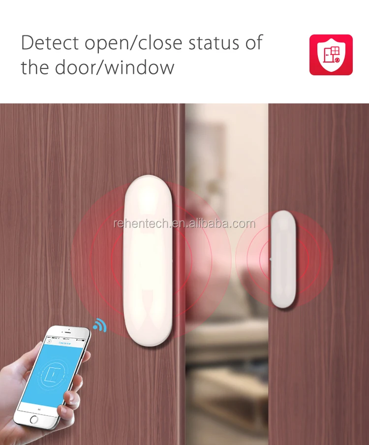 Rehent Super Mini Wifi Smart Magnetic Door And Window Sensor Work With