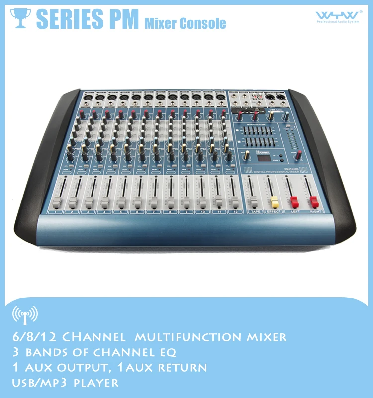 Professional Audio Mixers Pm1610usb,6/8/12/16 Channels Stereo Mixer