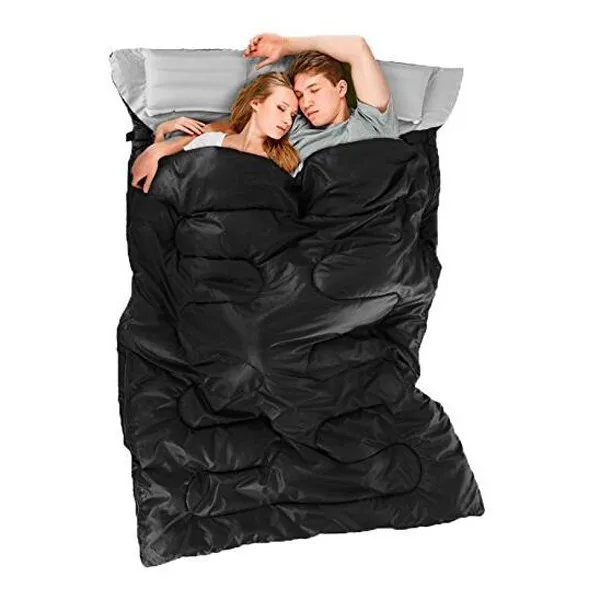 Double Sleeping Bag With 2 Pillows And A Carrying Bag For Camping Buy