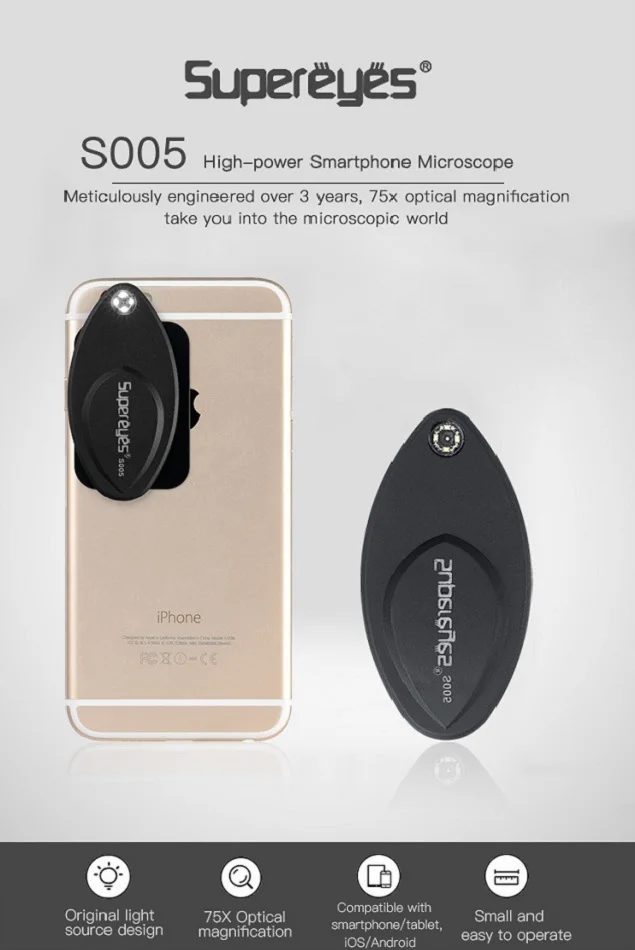 Supereyes Universal Pocket Smartphone Microscope Camera With Led