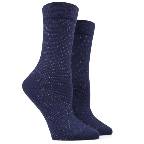 Winter Warm Merino Wool Women Elegant Solid Navy Blue Crew Socks - Buy ...