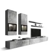 New design cement color LED TV Stand Media Console Cabinet with Bookshelf media center table tv units for wholesaler