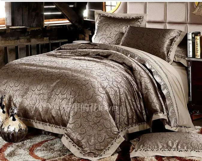 Luxury Jacquard Comforter Bedding Sets Gold Duvet Cover