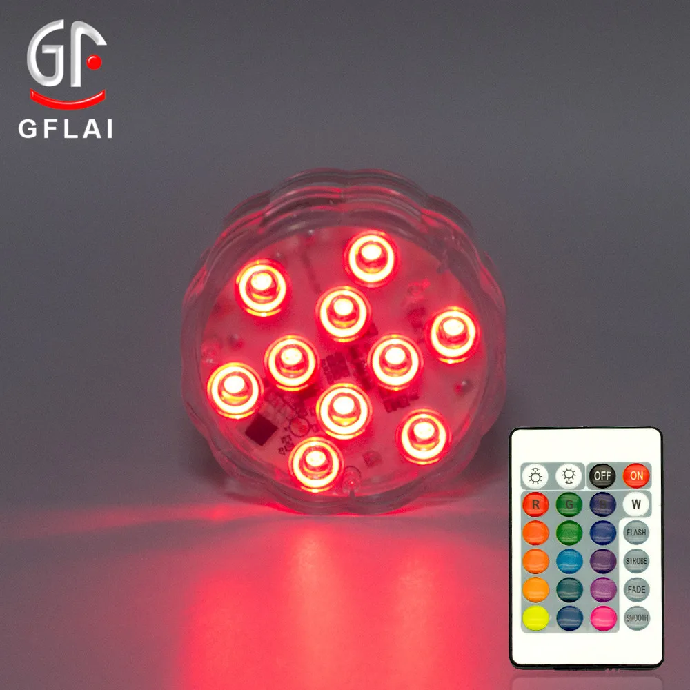 New Items Remote Control Submersible 10 LEDs Light RGB Pool Lights Multi Color Waterproof Light