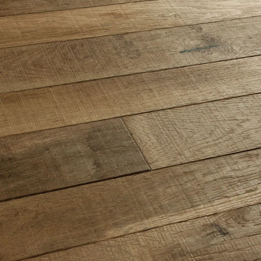 Multi-Width White Oak Handscraped Hardwood Parquet Flooring