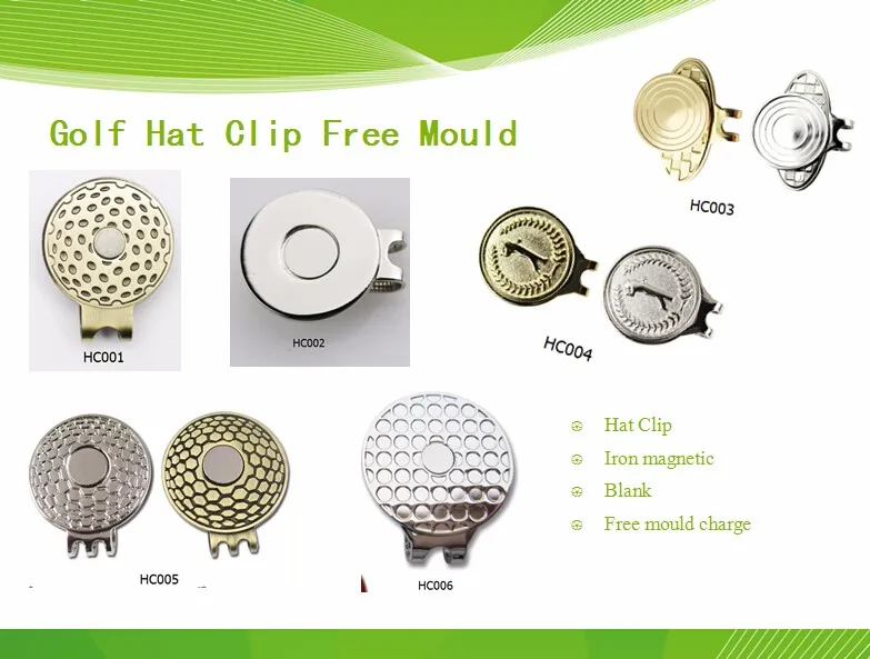 6 design golf hat clips