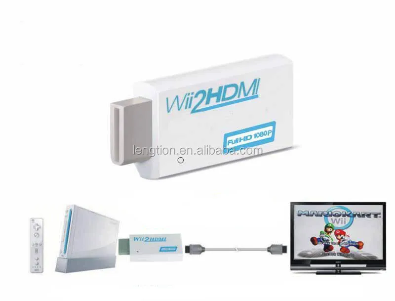 Adaptateur Wii Vers HDMI - Convertit Le Signal En 720p/1080p - Avec Sortie Audio 3,5 Mm - Plug & Play (câble HDMI Non Inclus)