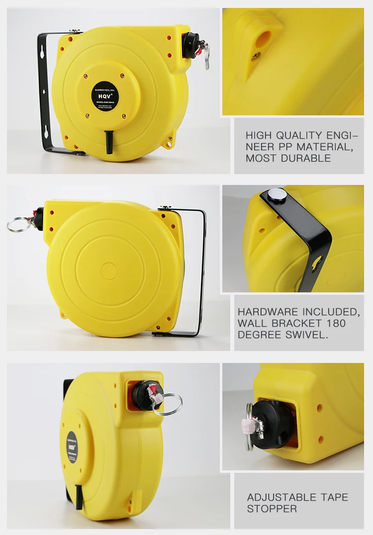 A18 20m Heavy Duty Retractable Barrier Tape Reel With Spring Loaded
