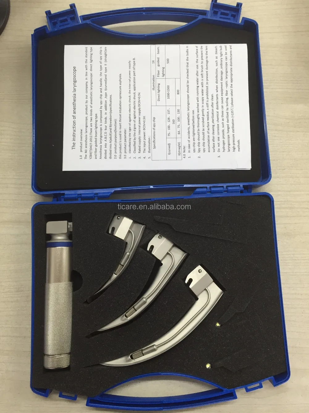 Stainless Steel Laryngoscope Set With Led Lampand Light Blade - Buy ...