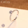 CZCITY Simple 925 Sterling Silver Six Prong Engagement and Wedding Rings for Women