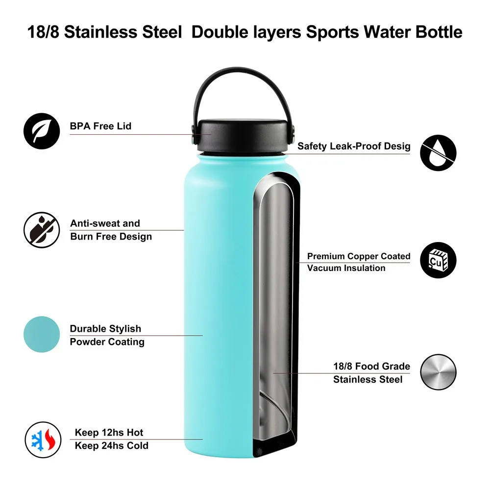 Double Wall Sports Drinking Vacuum Insulated Water Bottle Stainless ...