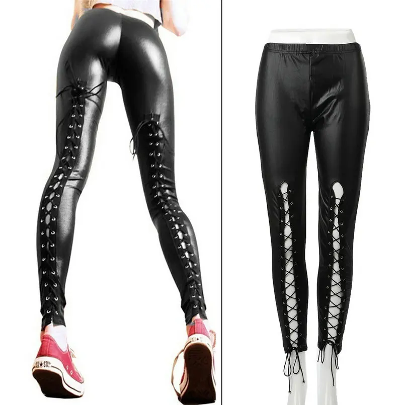 lace up pvc trousers