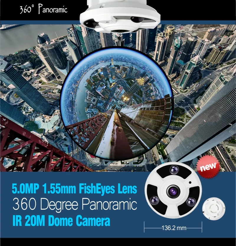Anxinshi 8mp Ir 360 Degree Fisheye Security 4k Analog Camera 360 Degree