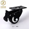 PU furniture antique caster wheel extensions brake 2.5 inch Black electrophoretic paint 65mm Tablet rotating ball bearing