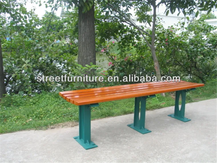 Wooden Street Furniture Bench With Wrought Iron Furniture Bench Legs