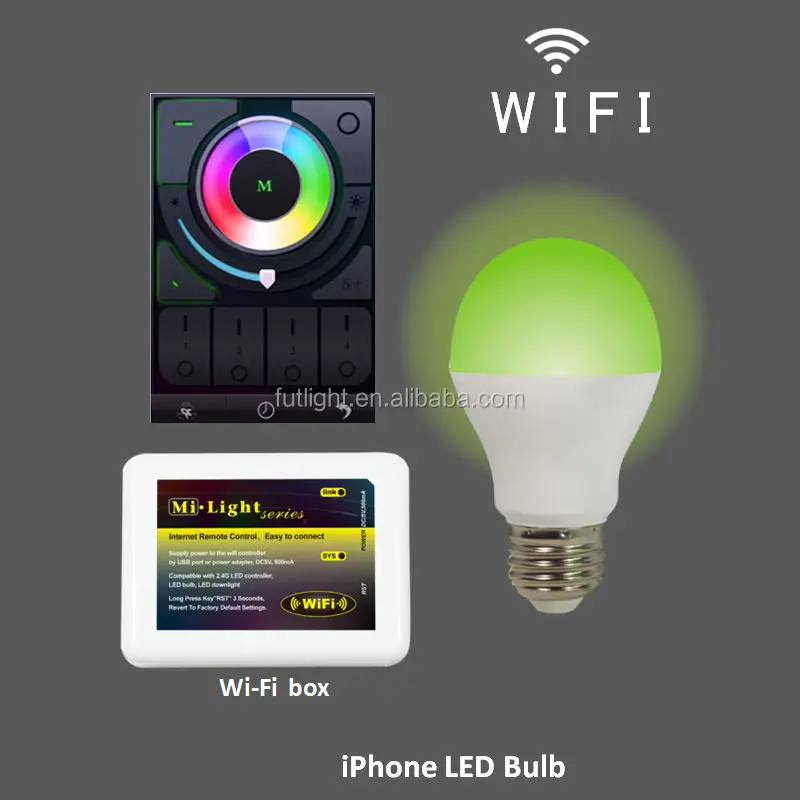 FUT015 2.4G wifi control E27 6w RGBw led bulbs ,Smart Wifi Bridge iOS Android APP led lighting