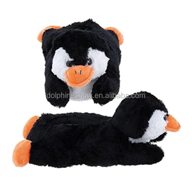 Custom Animal Shaped Soft Penguin Plush Slippers For Kids