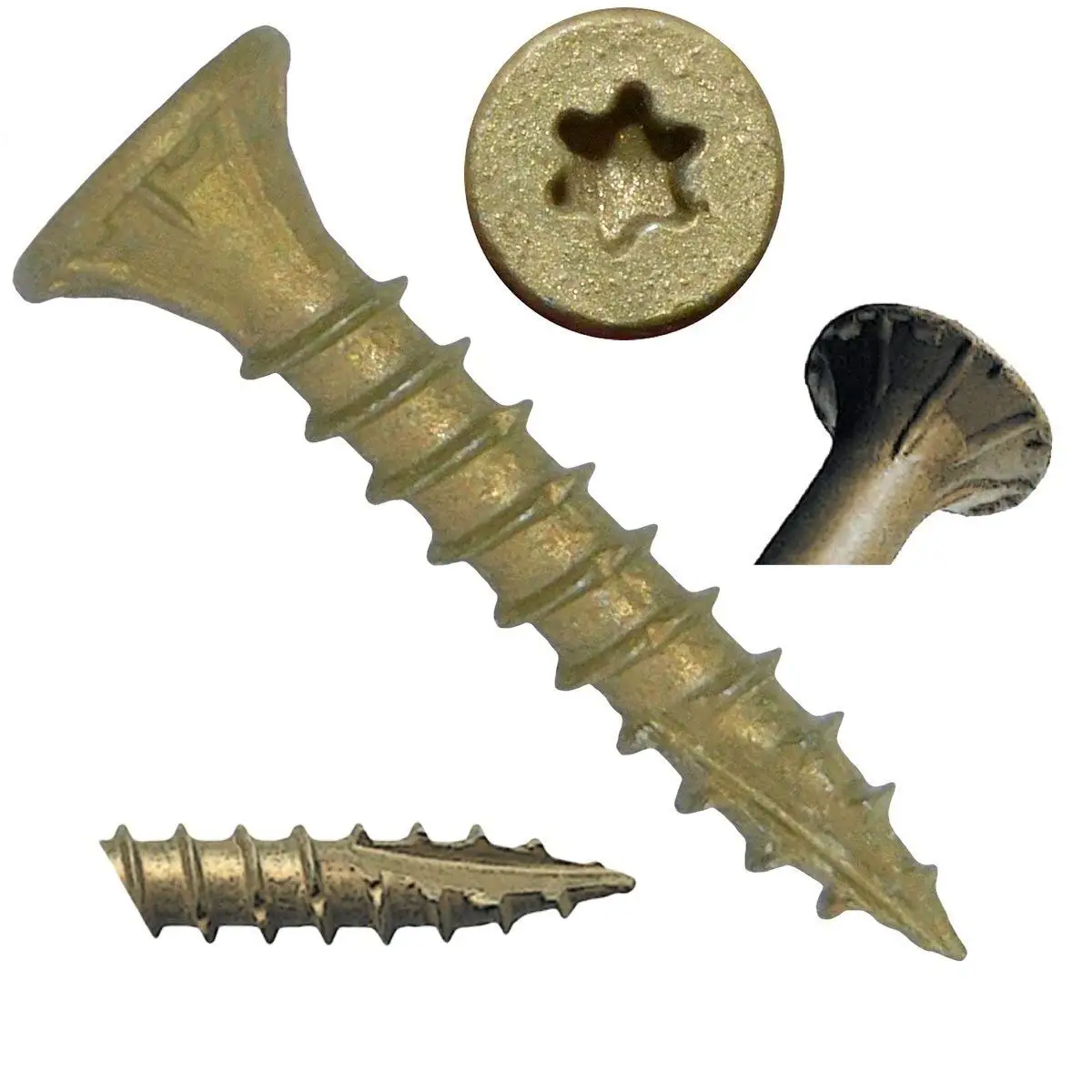 #8 x 3/4" Bronze Star Exterior Coated Wood Screw Torx/Star Drive Head (1 POUND - 381 Approx. Screw Count) - Multipurpose Exterior Coated Torx/Star Drive Wood Screws