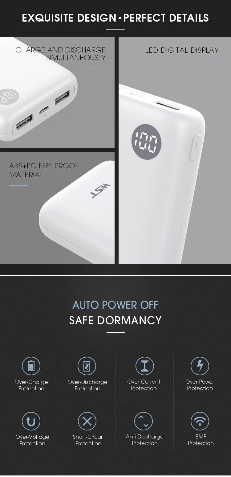 Electronics products credit card size double USB mobile powerbank 10000mah rohs power bank charger - ANKUX.COM