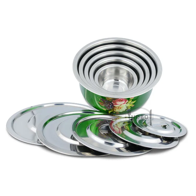 Set Of 5 Decoration Stainless Steel Flower Colorful Printed Indian