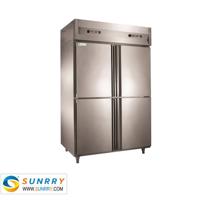 Four Doors Commercial Supermarket Stainless Steel Refrigerated