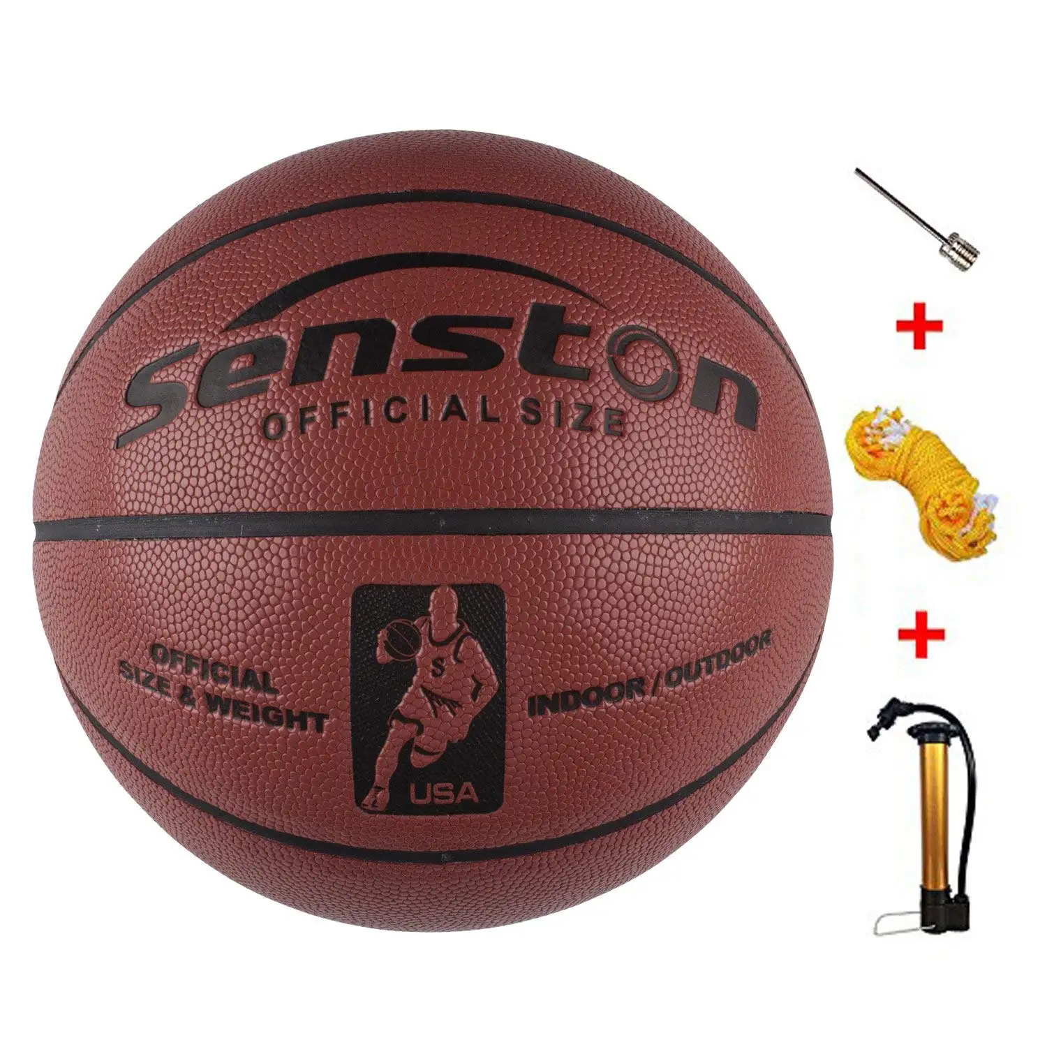 Basketballs with Pump EMISH Basketball Outdoor/Indoor Game Ball Rubber