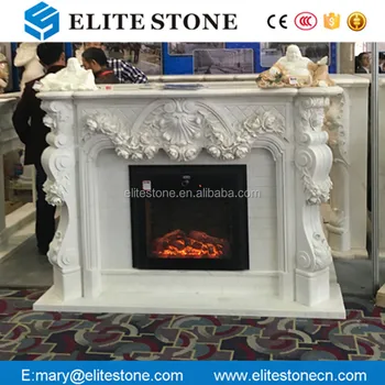 Detailed Carving Classic White Marble Stone Cheap Fireplace Mantel