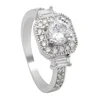 2018 New design silver ring plated large square white AAA zircon wedding ring wholesale in stock