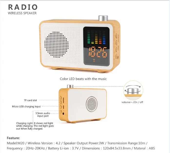 Mini Portable Outdoor Wireless Alarm Clock BT Speaker Built In TF Card Audio System FM Radio Bluetooth Speaker - ANKUX.COM