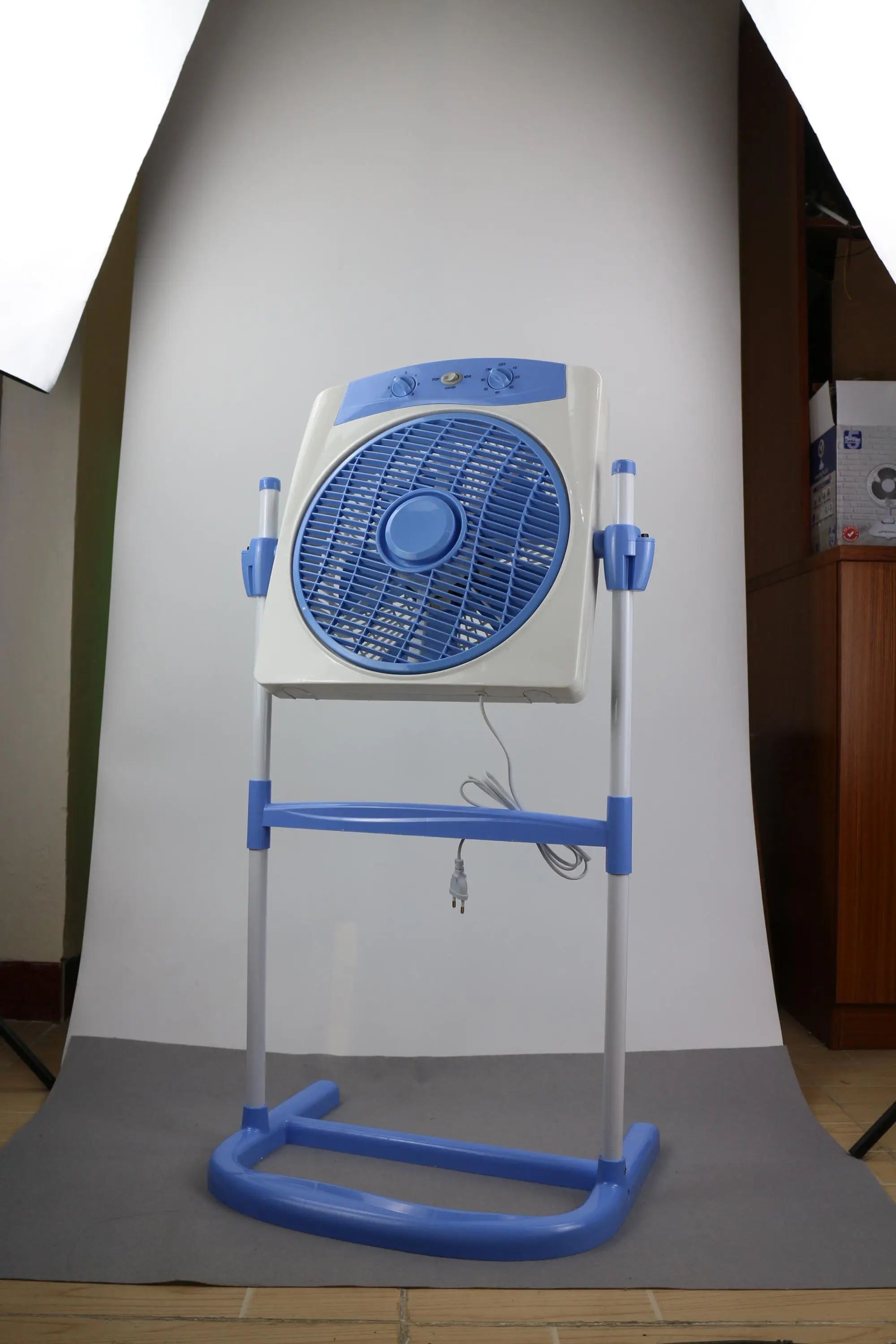 12 Inch (30cm) Electric Plastic Standing Box Fan In New Design With